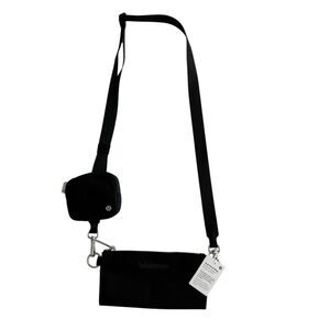 Lululemon Dual-Pouch Sling Black Silver Crossbody Zippered Bag and Nano